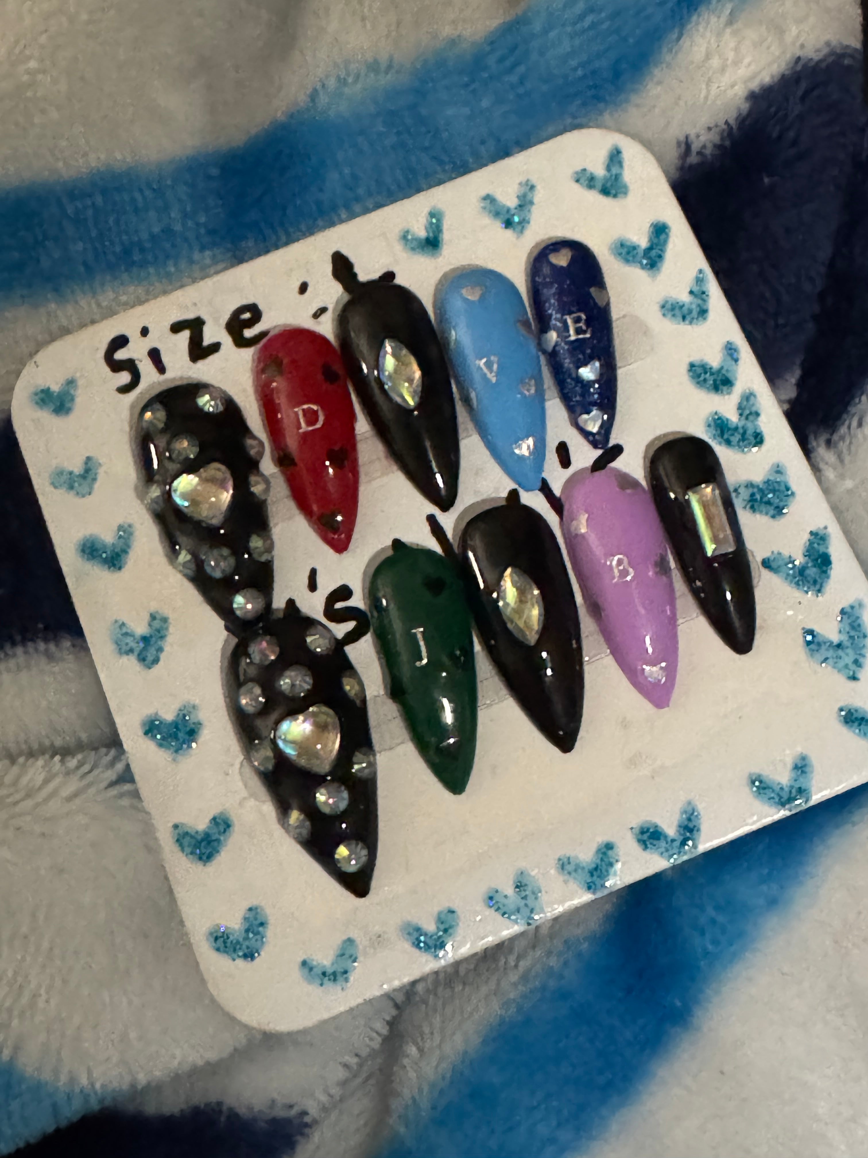 customizable diamond and heart nails