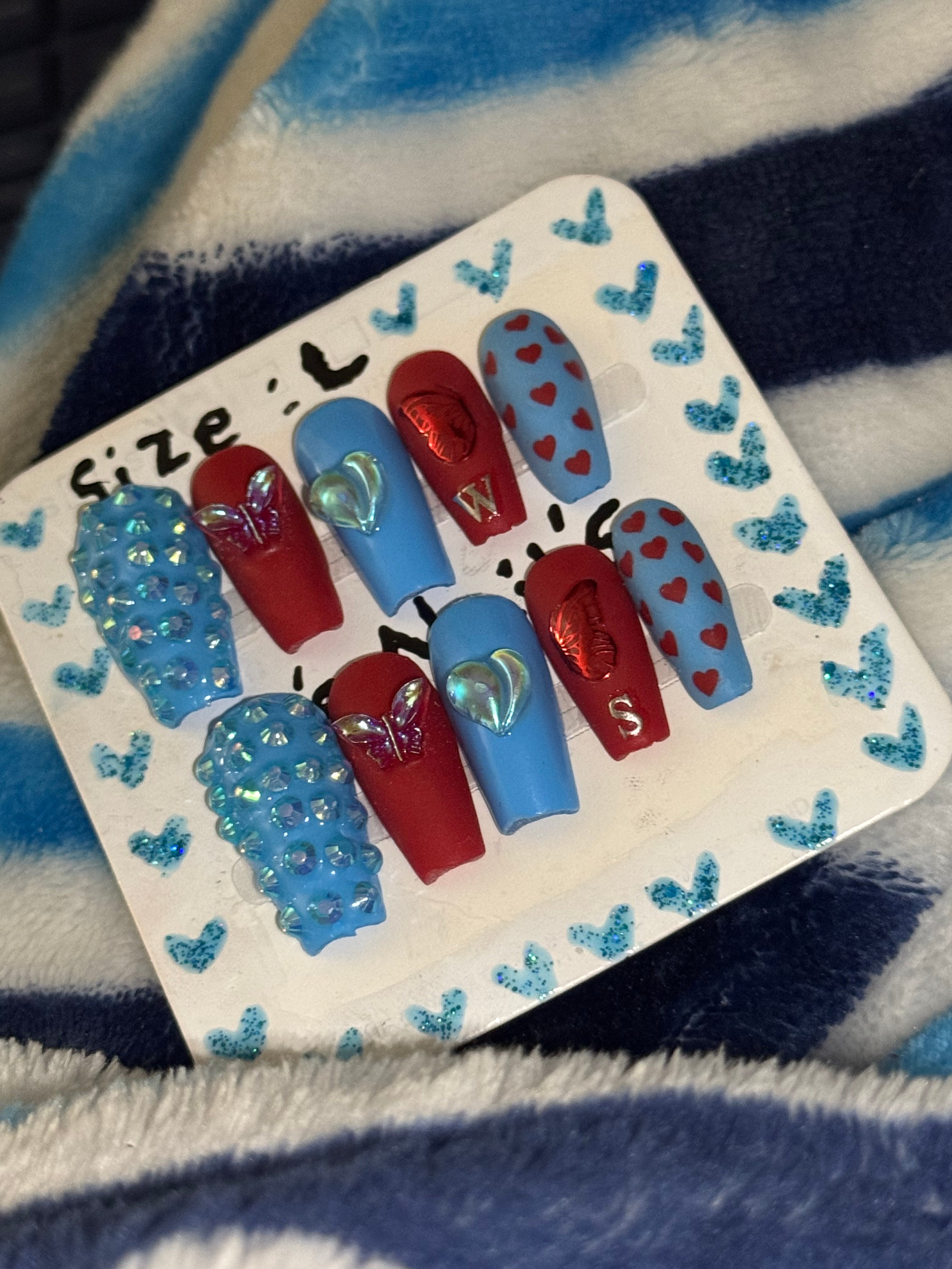 customizable butterfly and heart nails